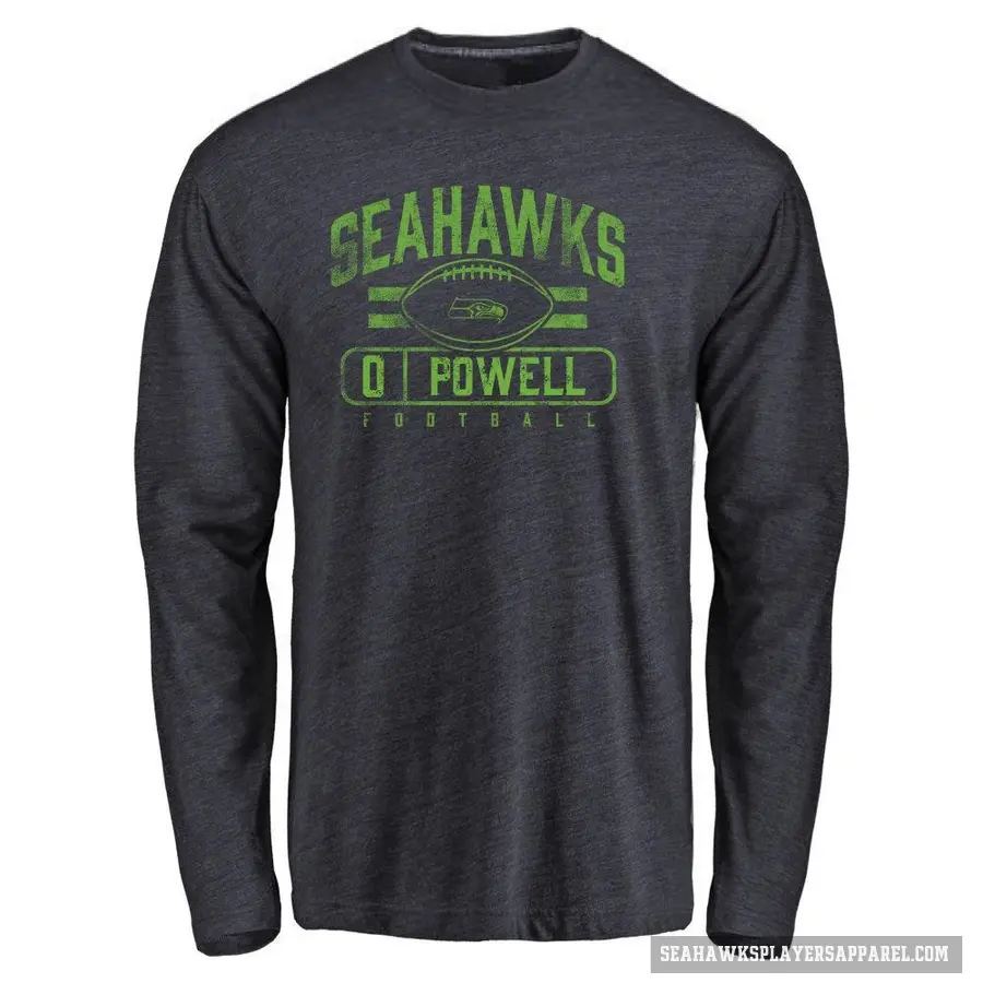 Men's ＃0 Cornell Powell Seattle Seahawks Navy Flanker Long Sleeve T-Shirt
