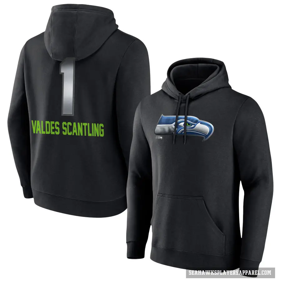 Men's ＃1 Marquez Valdes-Scantling Seattle Seahawks Black Midnight Mascot Pullover Hoodie