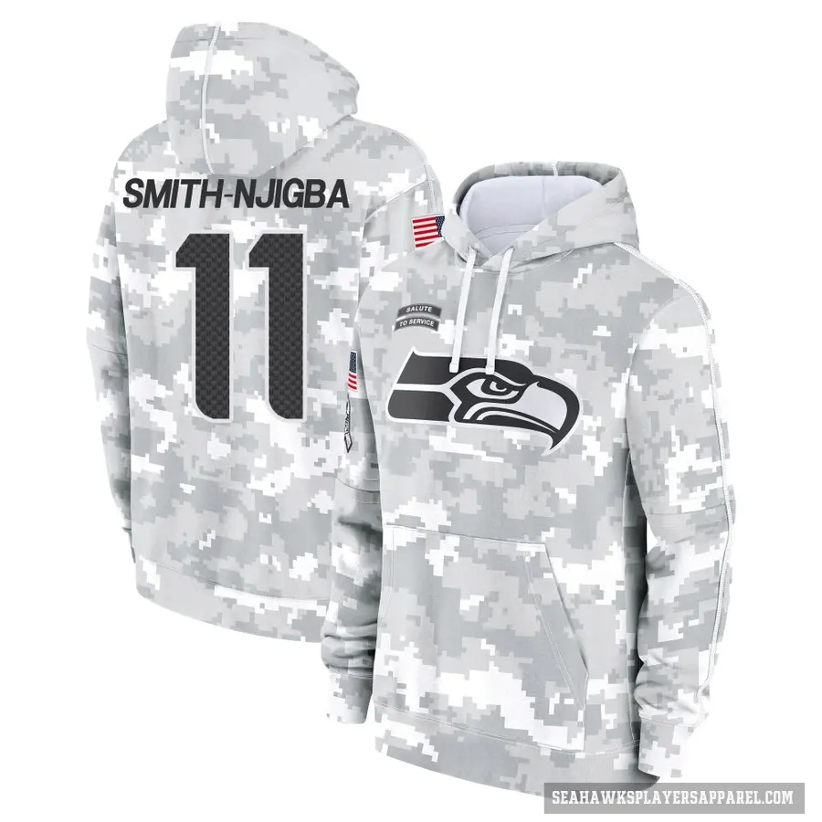 Men's ＃11 Jaxon Smith-Njigba Seattle Seahawks Arctic Camo 2024 Salute to Service Club Fleece Pullover Hoodie