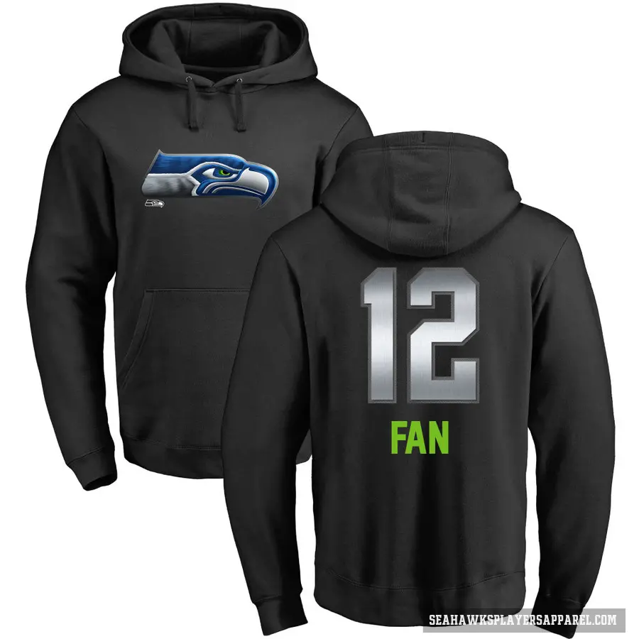 Men's ＃12 12th Fan Seattle Seahawks Black Midnight Mascot Pullover Hoodie