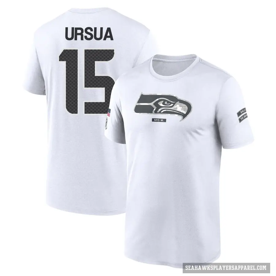 Men's ＃15 John Ursua Seattle Seahawks White 2024 Salute to Service Performance T-Shirt