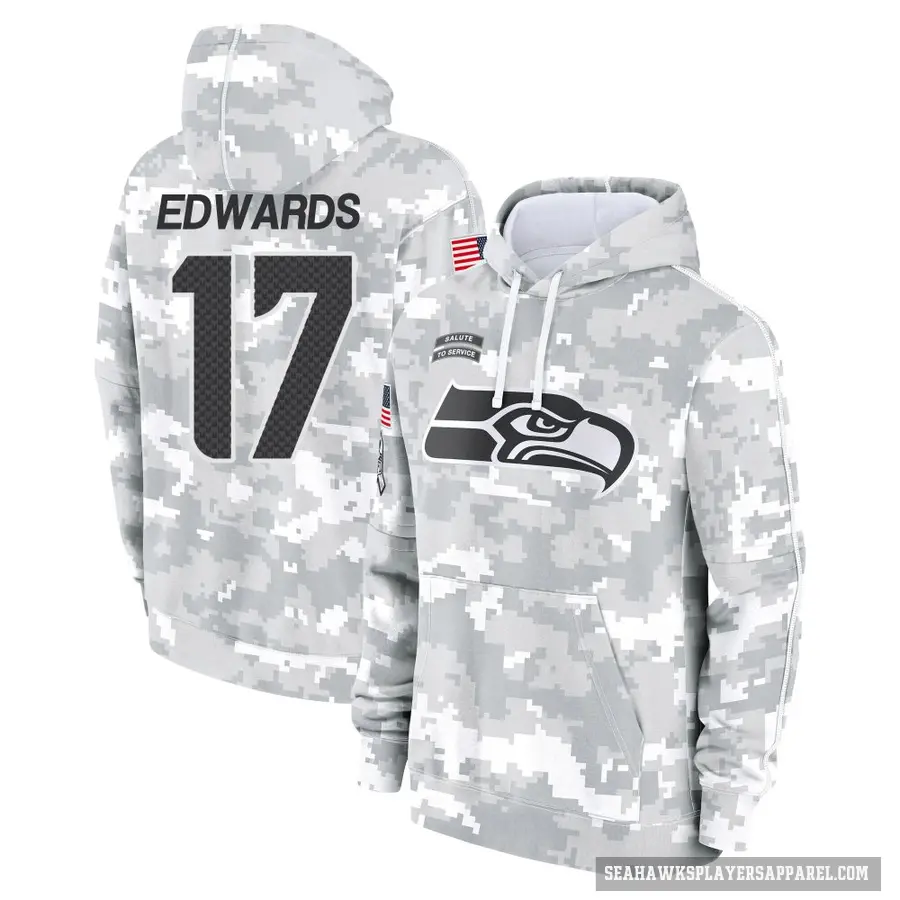 Men's ＃17 Braylon Edwards Seattle Seahawks Arctic Camo 2024 Salute to Service Club Fleece Pullover Hoodie