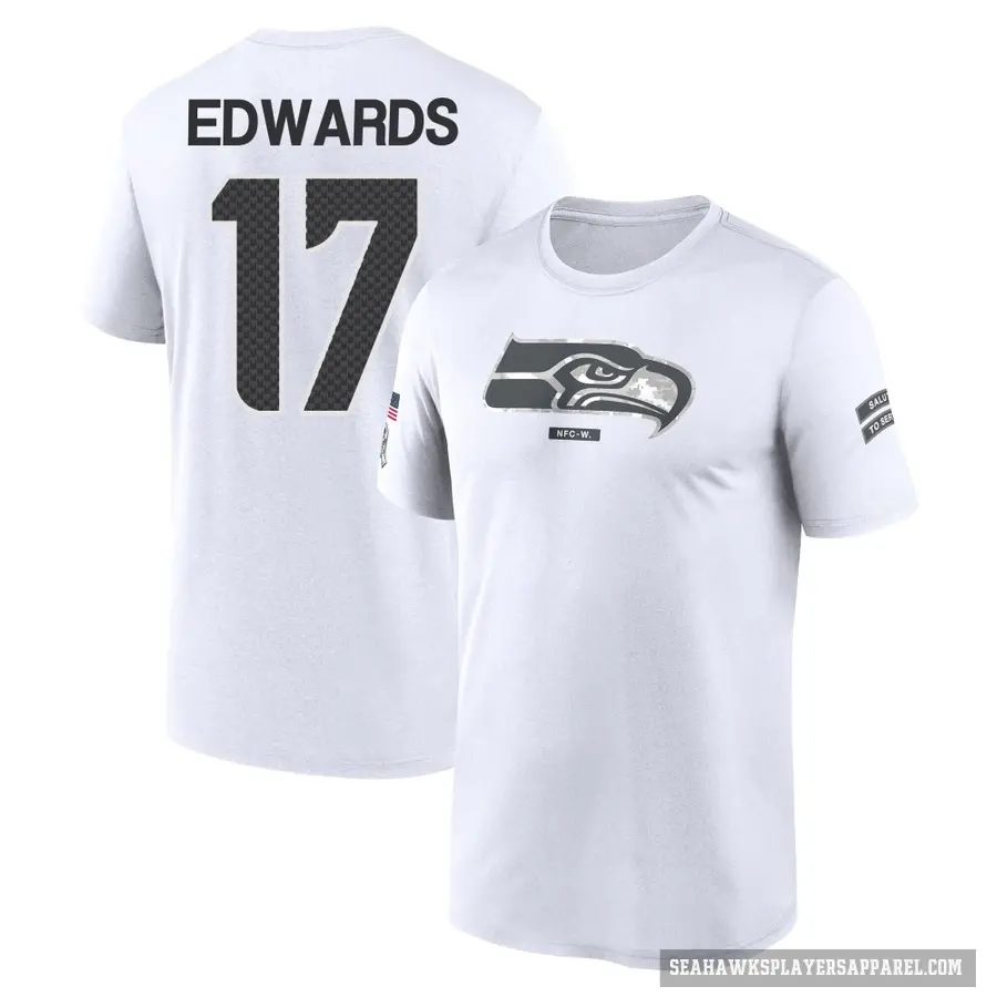 Men's ＃17 Braylon Edwards Seattle Seahawks White 2024 Salute to Service Performance T-Shirt