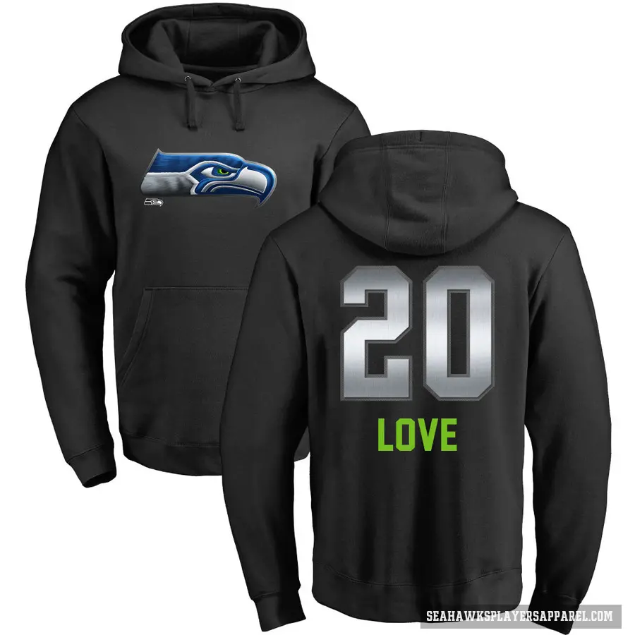 Men's ＃20 Julian Love Seattle Seahawks Black Midnight Mascot Pullover Hoodie