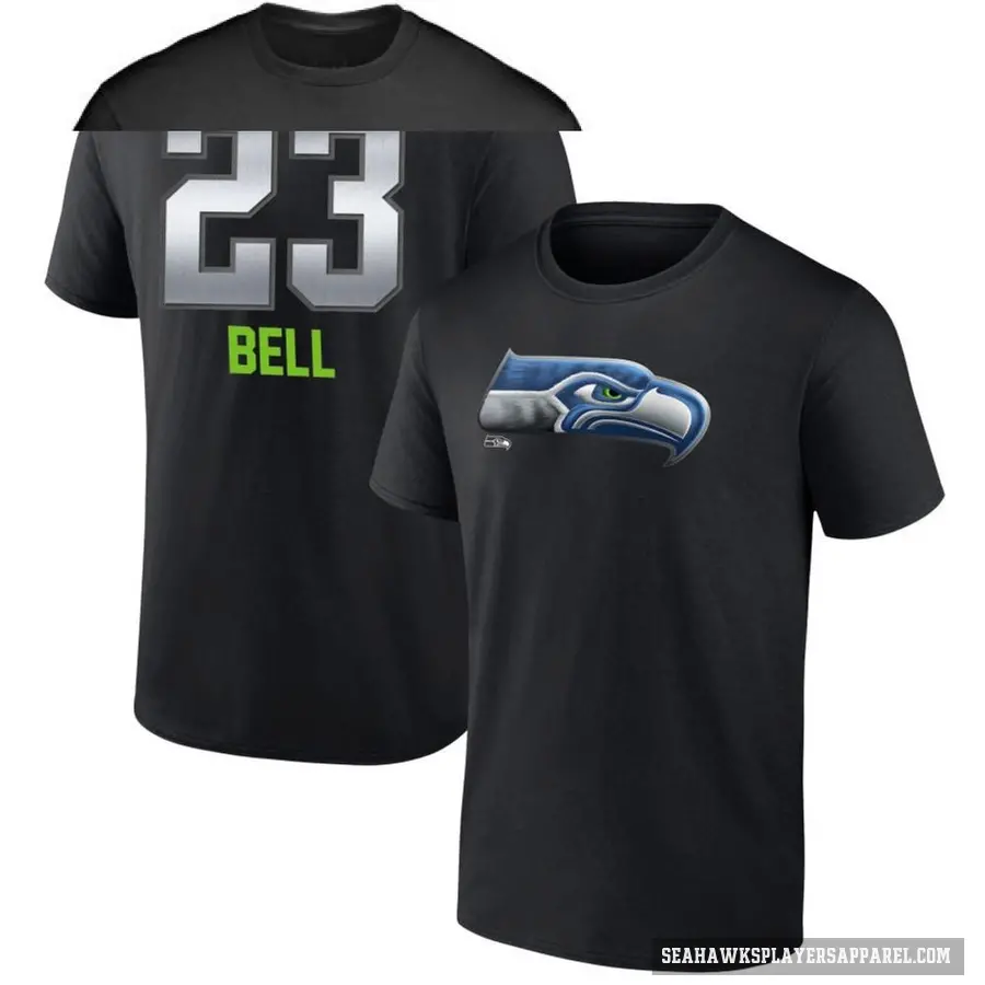 Men's ＃23 D'Anthony Bell Seattle Seahawks Black Midnight Mascot T-Shirt