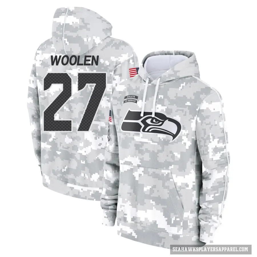 Men's ＃27 Riq Woolen Seattle Seahawks Arctic Camo 2024 Salute to Service Club Fleece Pullover Hoodie