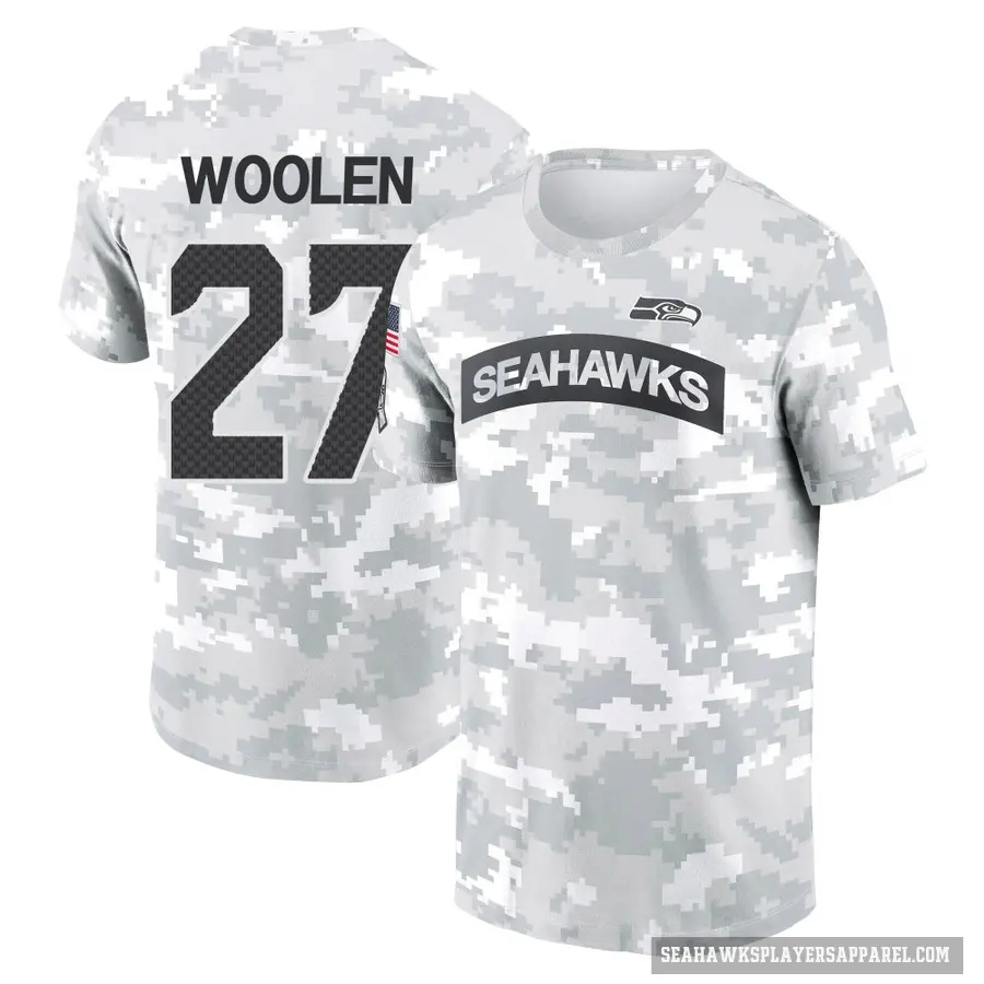 Men's ＃27 Riq Woolen Seattle Seahawks Camo Arctic 2024 Salute to Service Performance T-Shirt