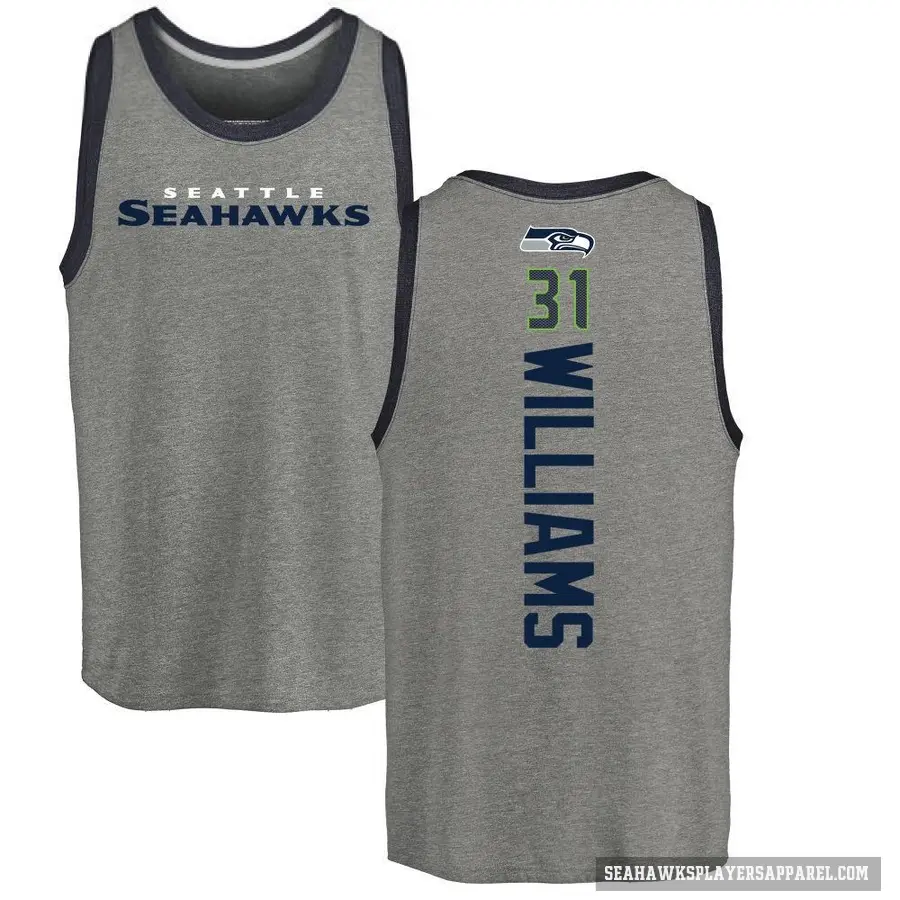 Men's ＃31 TaMerik Williams Seattle Seahawks Ash Backer Tank Top