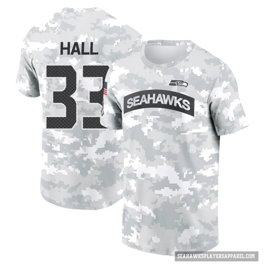 Men's ＃33 Tyler Hall Seattle Seahawks Camo Arctic 2024 Salute to Service Performance T-Shirt