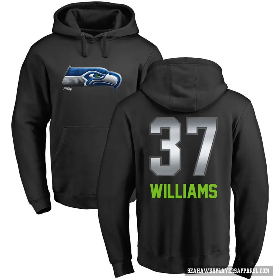 Men's ＃37 Damarion Williams Seattle Seahawks Black Midnight Mascot Pullover Hoodie