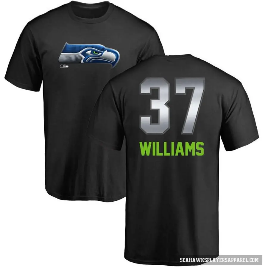 Men's ＃37 Damarion Williams Seattle Seahawks Black Midnight Mascot T-Shirt