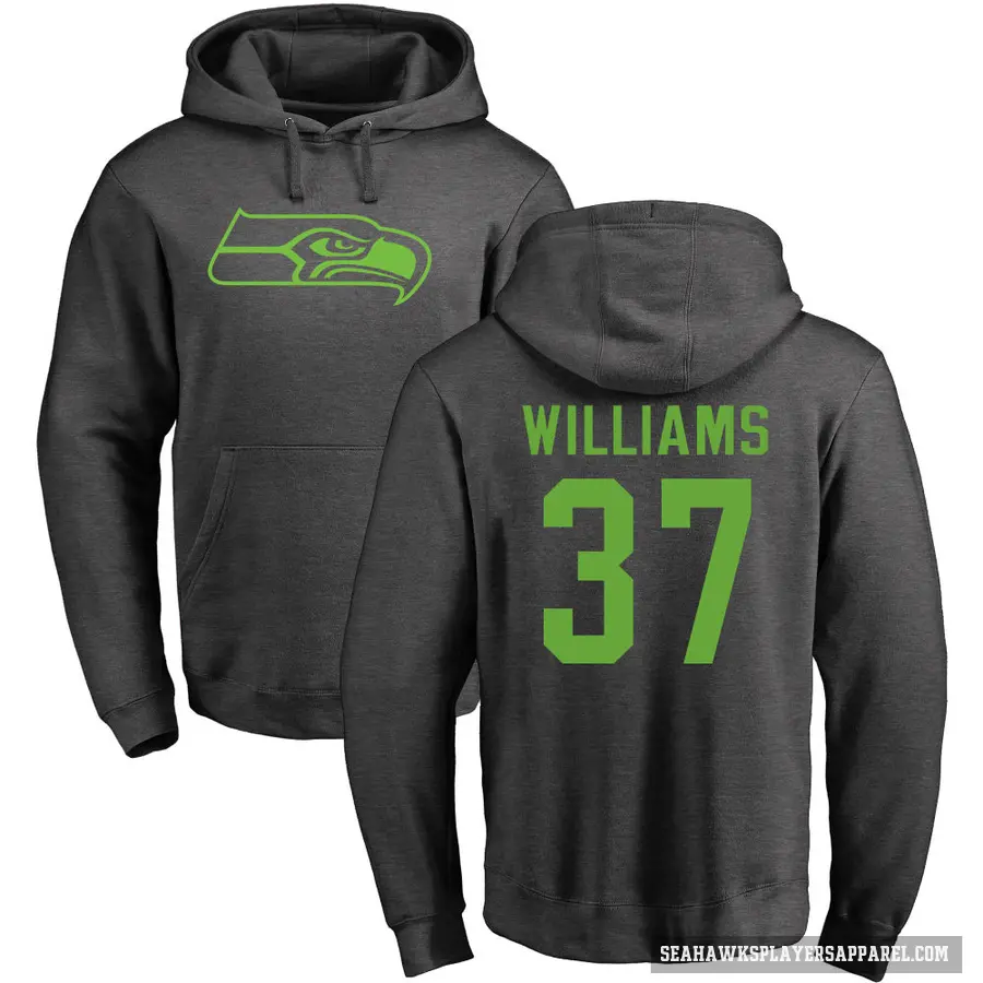 Men's ＃37 Damarion Williams Seattle Seahawks Pro Line by Branded Ash One Color Pullover Hoodie
