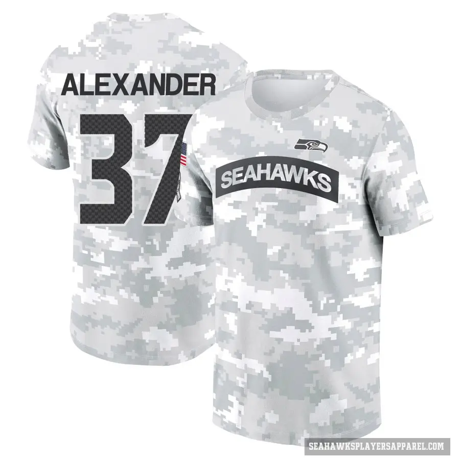 Men's ＃37 Shaun Alexander Seattle Seahawks Camo Arctic 2024 Salute to Service Performance T-Shirt