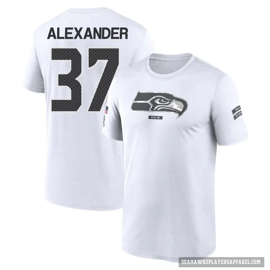 Men's ＃37 Shaun Alexander Seattle Seahawks White 2024 Salute to Service Performance T-Shirt