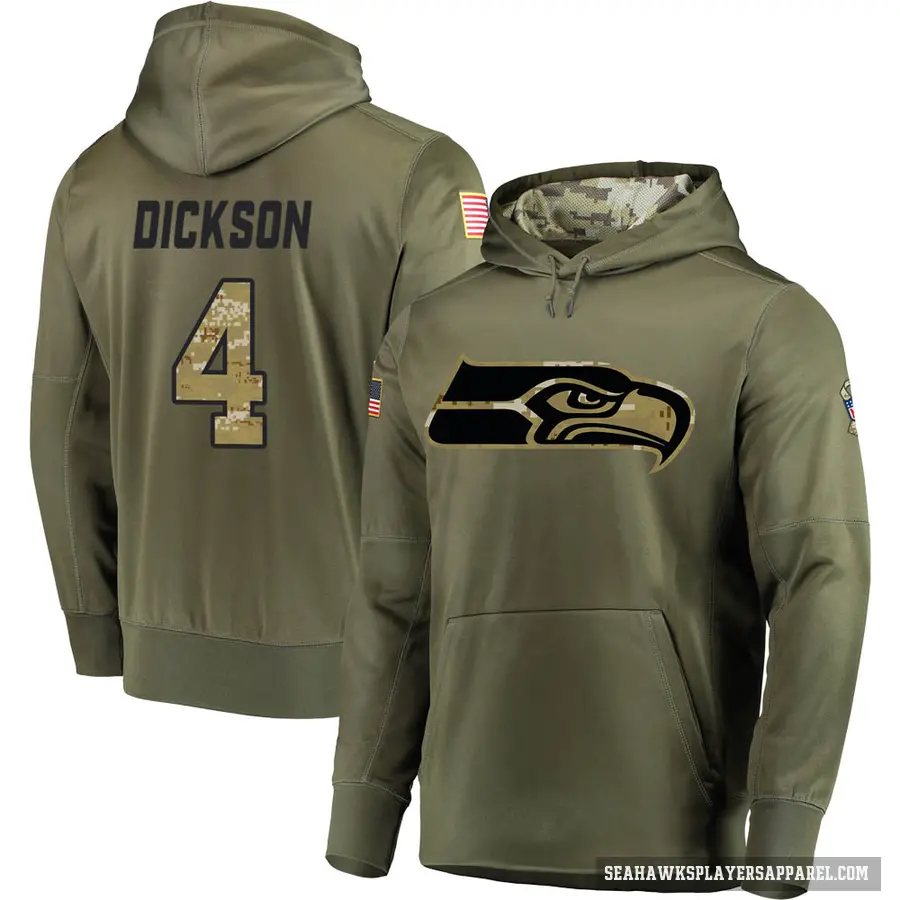 Men's ＃4 Michael Dickson Seattle Seahawks Olive Salute to Service Pullover Hoodie