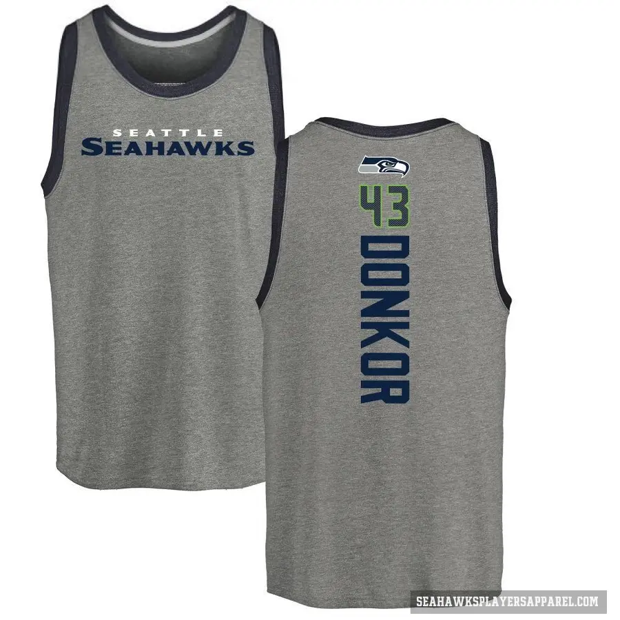 Men's ＃43 Aaron Donkor Seattle Seahawks Ash Backer Tank Top