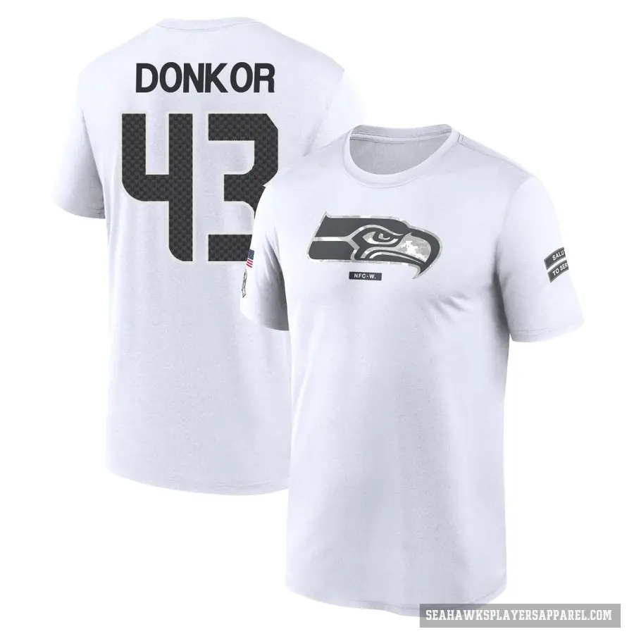 Men's ＃43 Aaron Donkor Seattle Seahawks White 2024 Salute to Service Performance T-Shirt