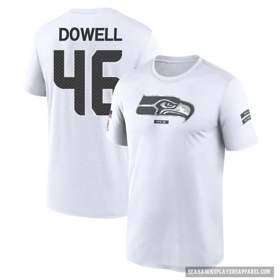 Men's ＃46 Michael Dowell Seattle Seahawks White 2024 Salute to Service Performance T-Shirt