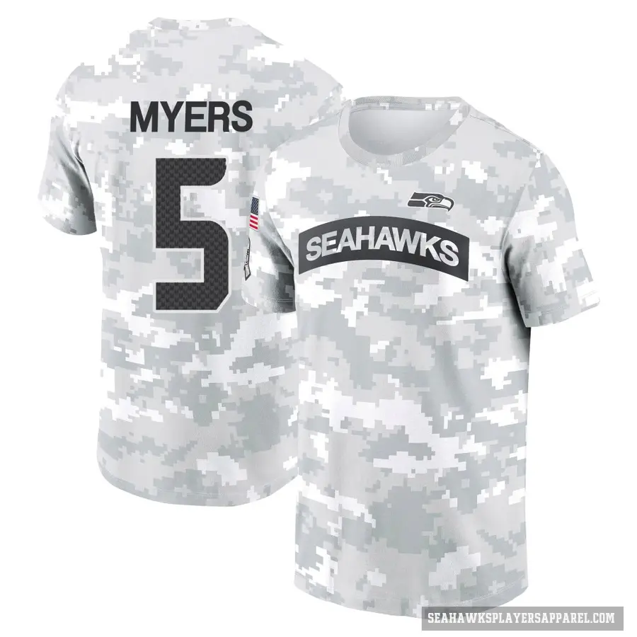 Men's ＃5 Jason Myers Seattle Seahawks Camo Arctic 2024 Salute to Service Performance T-Shirt