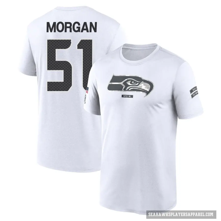 Men's ＃51 Mike Morgan Seattle Seahawks White 2024 Salute to Service Performance T-Shirt
