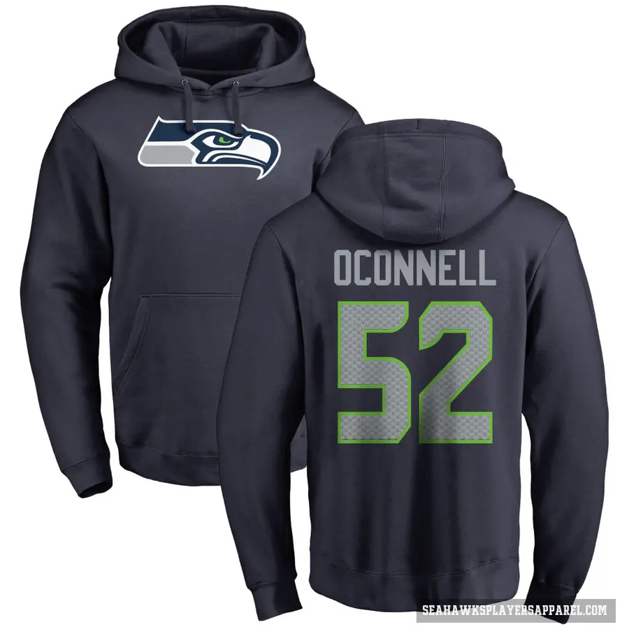Men's ＃52 Patrick O'Connell Seattle Seahawks Navy Pro Line Logo Pullover Hoodie