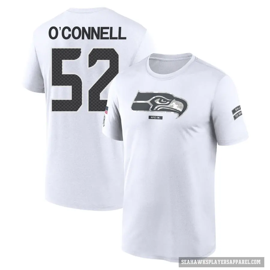 Men's ＃52 Patrick O'Connell Seattle Seahawks White 2024 Salute to Service Performance T-Shirt
