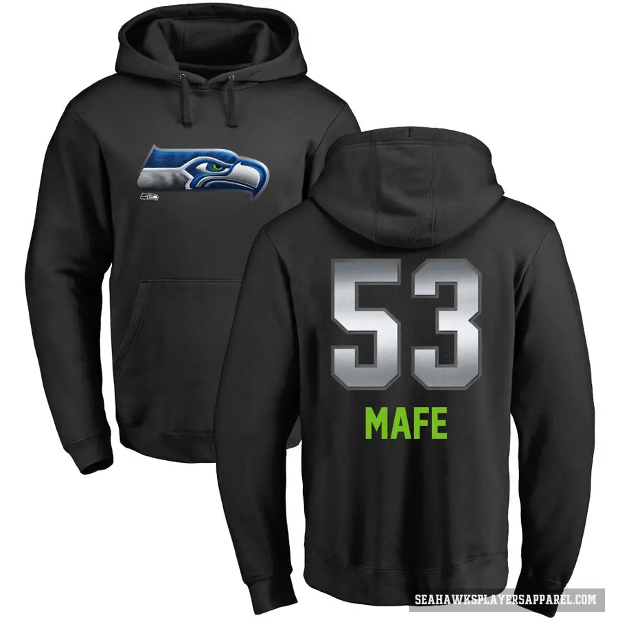 Men's ＃53 Boye Mafe Seattle Seahawks Black Midnight Mascot Pullover Hoodie