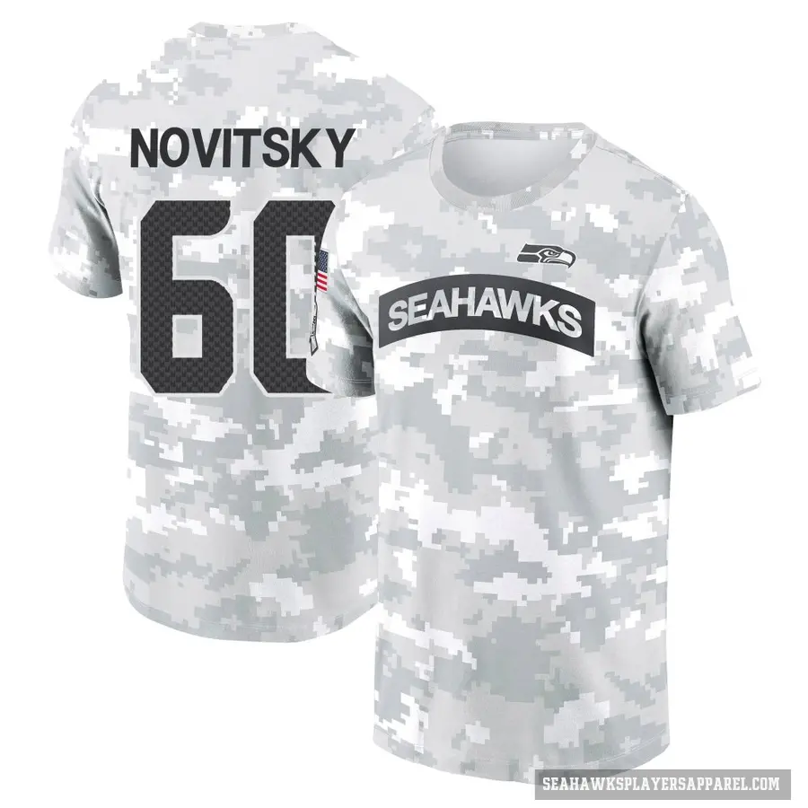 Men's ＃60 Michael Novitsky Seattle Seahawks Camo Arctic 2024 Salute to Service Performance T-Shirt
