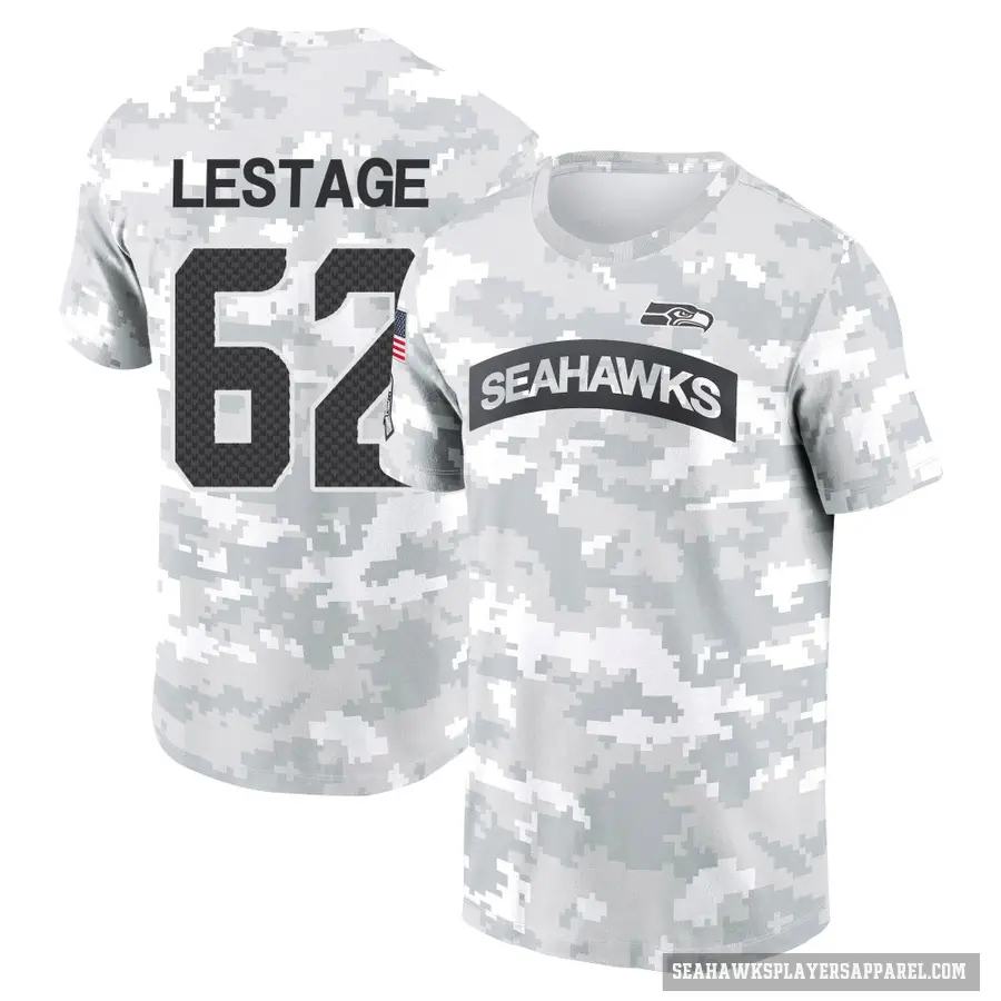 Men's ＃62 Pier-Olivier Lestage Seattle Seahawks Camo Arctic 2024 Salute to Service Performance T-Shirt