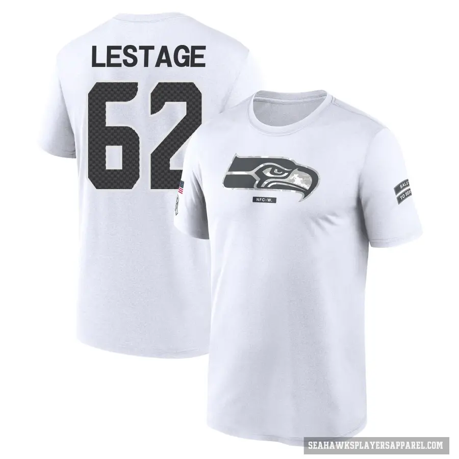 Men's ＃62 Pier-Olivier Lestage Seattle Seahawks White 2024 Salute to Service Performance T-Shirt