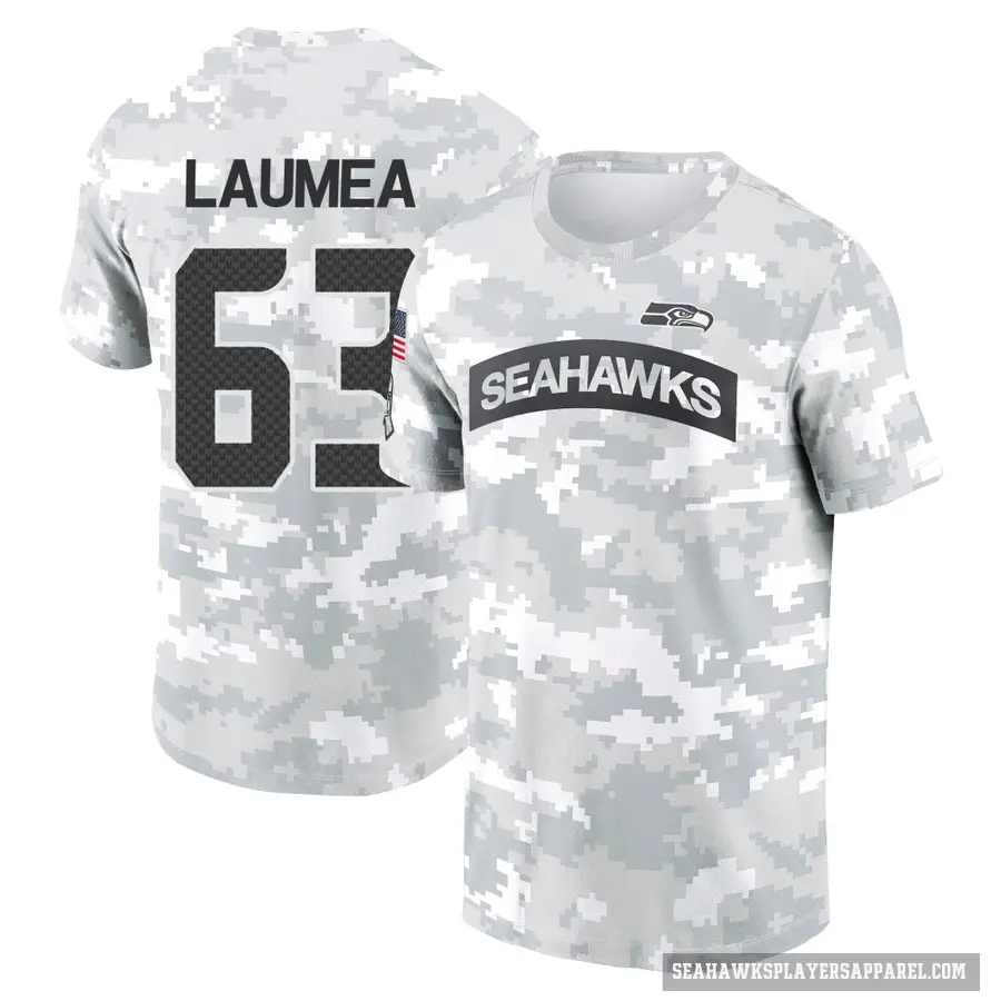 Men's ＃63 Sataoa Laumea Seattle Seahawks Camo Arctic 2024 Salute to Service Performance T-Shirt
