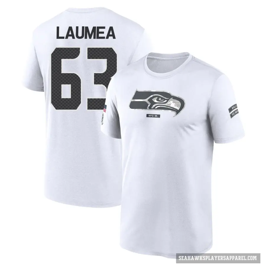 Men's ＃63 Sataoa Laumea Seattle Seahawks White 2024 Salute to Service Performance T-Shirt