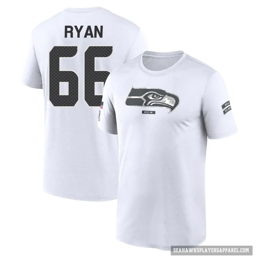 Men's ＃66 Liam Ryan Seattle Seahawks White 2024 Salute to Service Performance T-Shirt