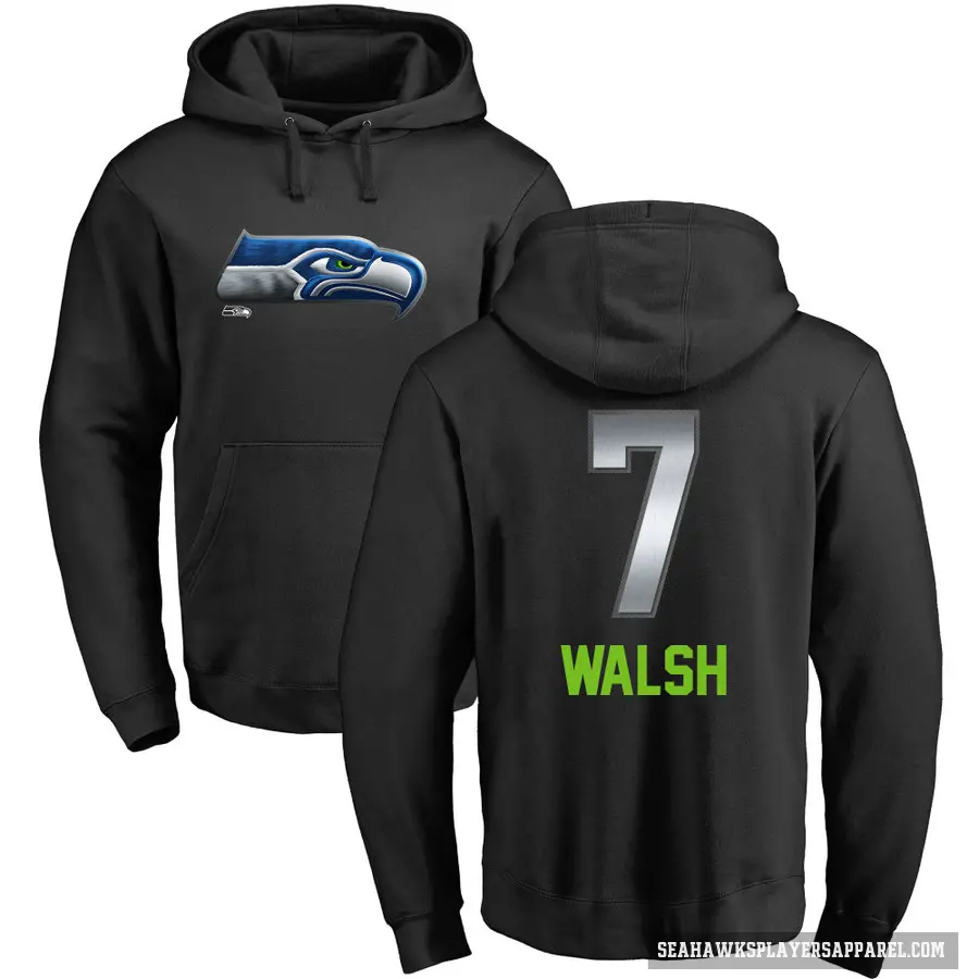 Men's ＃7 Blair Walsh Seattle Seahawks Black Midnight Mascot Pullover Hoodie