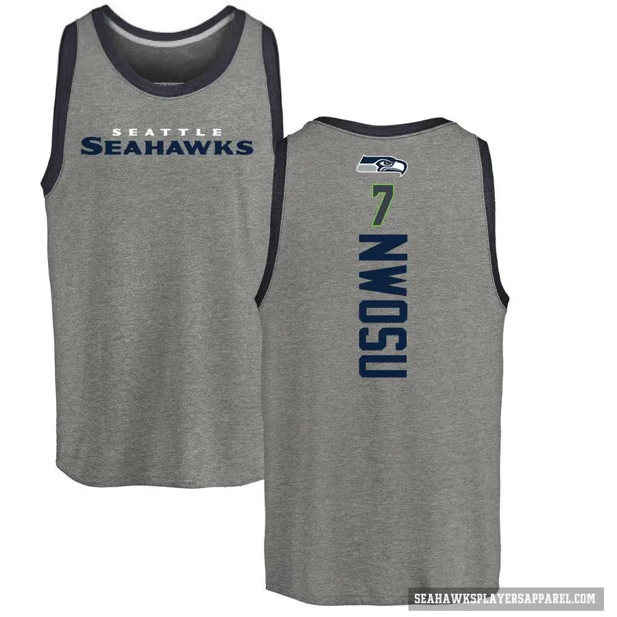 Men's ＃7 Uchenna Nwosu Seattle Seahawks Ash Backer Tank Top