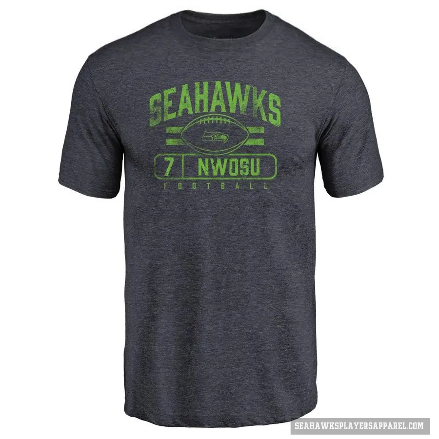 Men's ＃7 Uchenna Nwosu Seattle Seahawks Navy Flanker T-Shirt