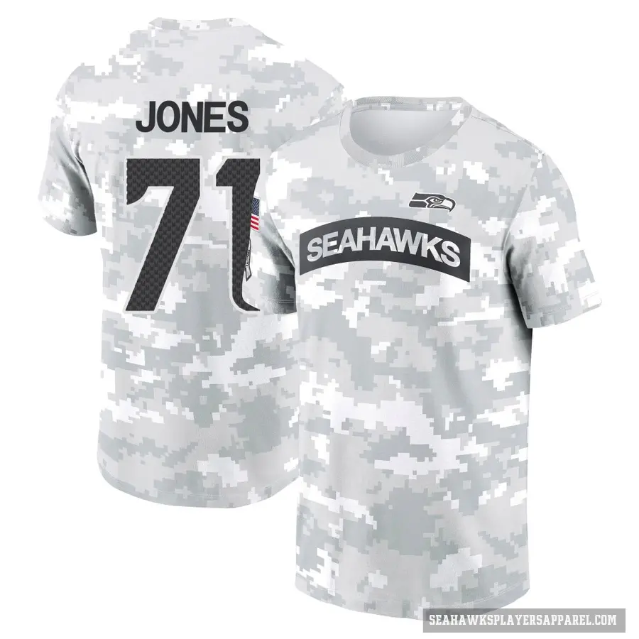 Men's ＃71 Walter Jones Seattle Seahawks Camo Arctic 2024 Salute to Service Performance T-Shirt