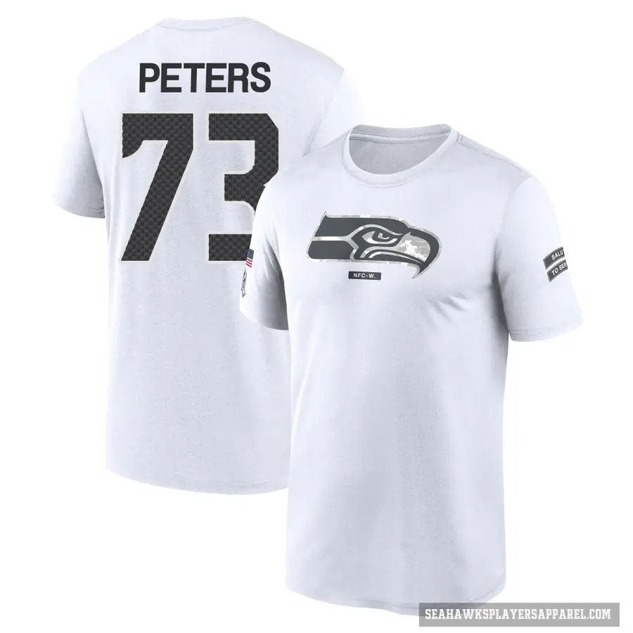 Men's ＃73 Jason Peters Seattle Seahawks White 2024 Salute to Service Performance T-Shirt
