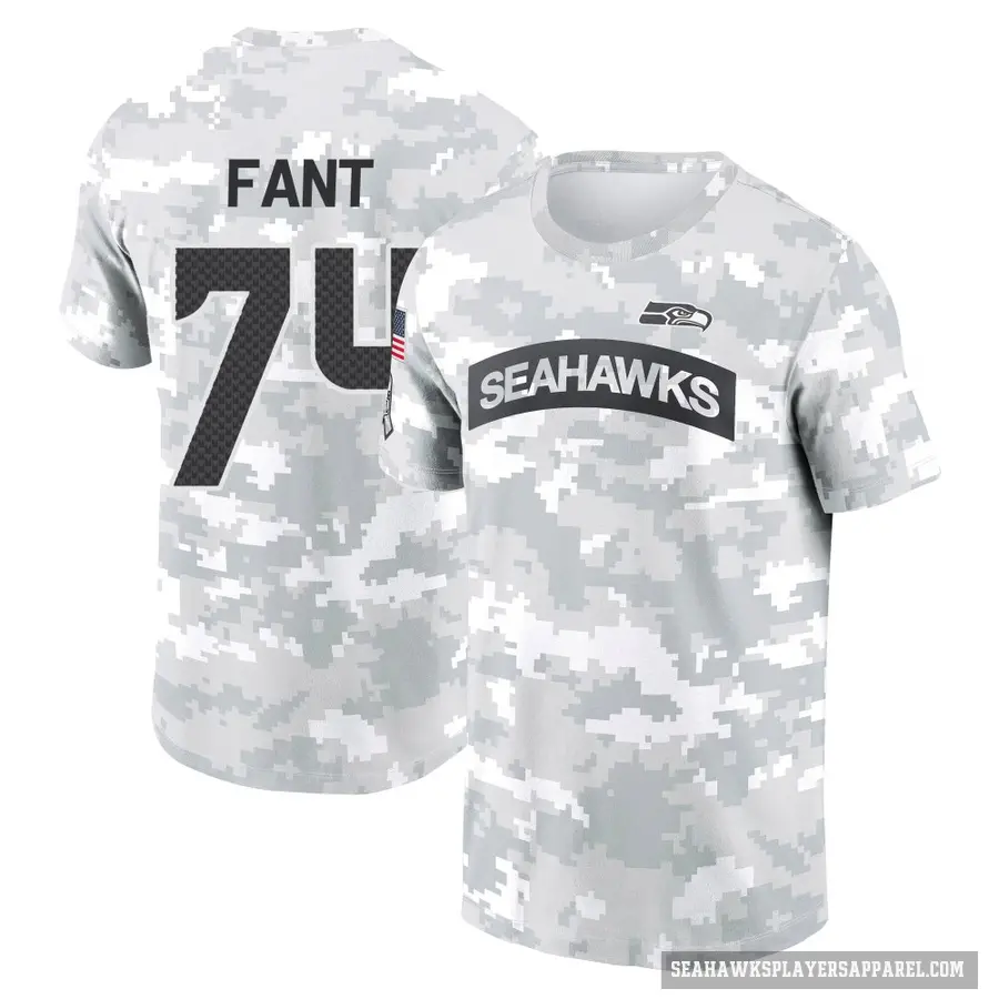 Men's ＃74 George Fant Seattle Seahawks Camo Arctic 2024 Salute to Service Performance T-Shirt
