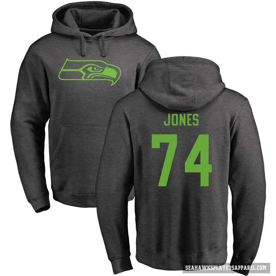 Men's ＃74 Josh Jones Seattle Seahawks Pro Line by Branded Ash One Color Pullover Hoodie