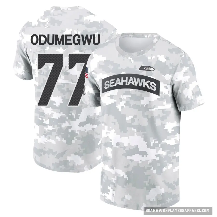 Men's ＃77 Kenneth Odumegwu Seattle Seahawks Camo Arctic 2024 Salute to Service Performance T-Shirt