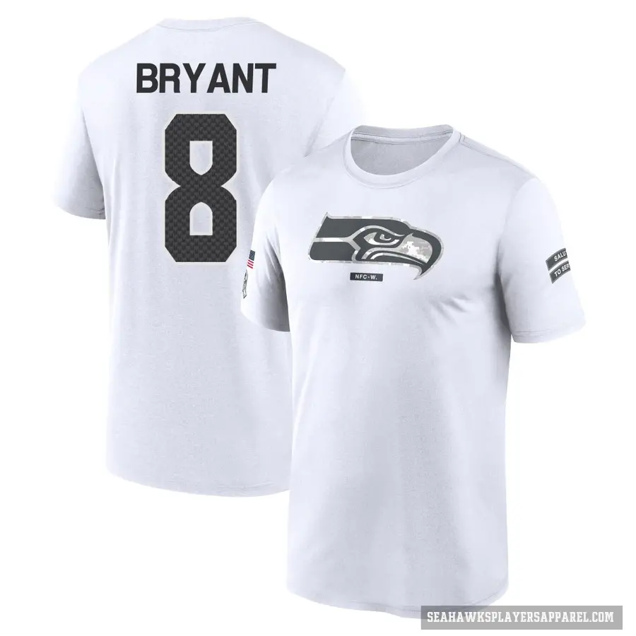 Men's ＃8 Coby Bryant Seattle Seahawks White 2024 Salute to Service Performance T-Shirt