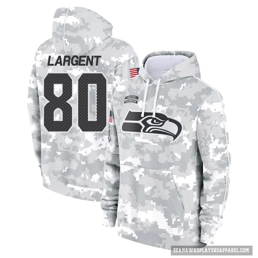 Men's ＃80 Steve Largent Seattle Seahawks Arctic Camo 2024 Salute to Service Club Fleece Pullover Hoodie