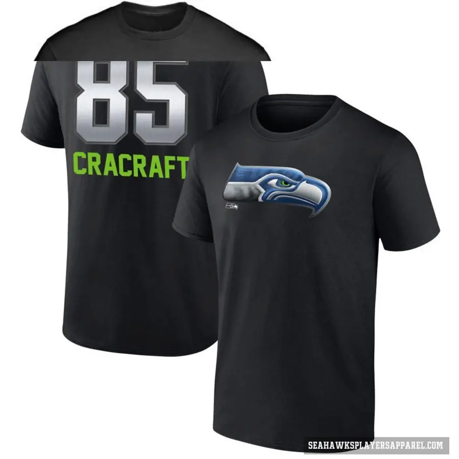 Men's ＃85 River Cracraft Seattle Seahawks Black Midnight Mascot T-Shirt