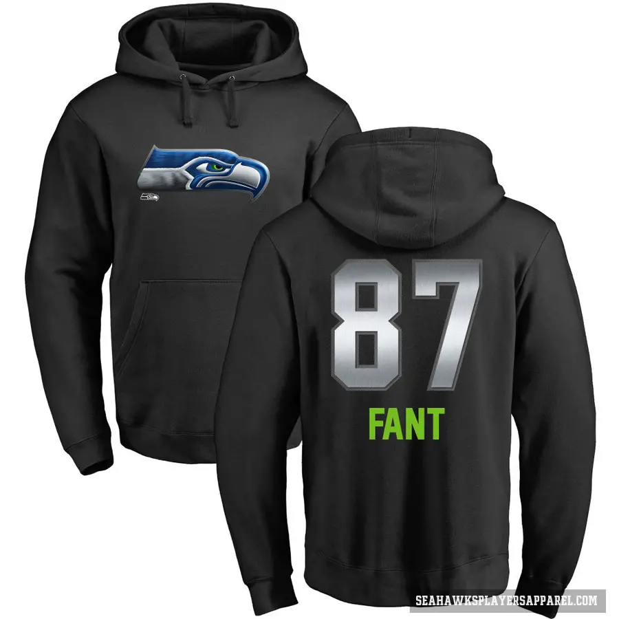 Men's ＃87 Noah Fant Seattle Seahawks Black Midnight Mascot Pullover Hoodie