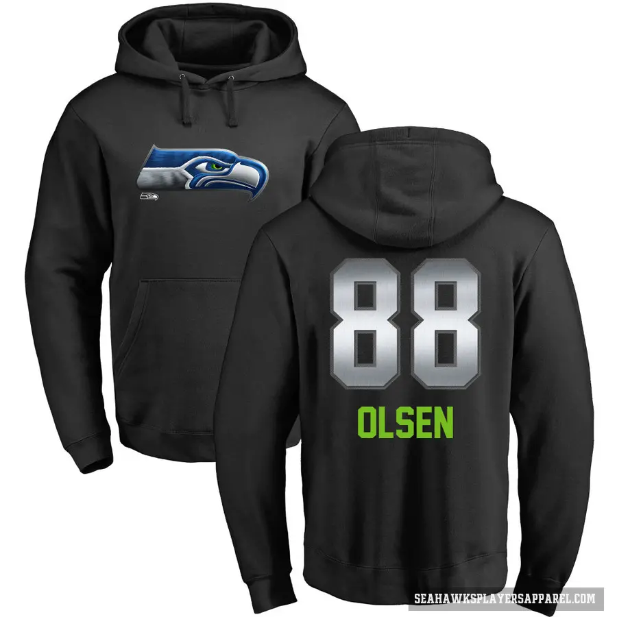 Men's ＃88 Greg Olsen Seattle Seahawks Black Midnight Mascot Pullover Hoodie