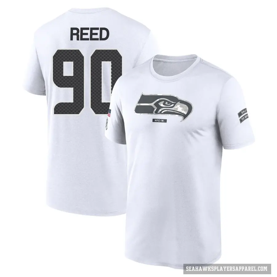 Men's ＃90 Jarran Reed Seattle Seahawks White 2024 Salute to Service Performance T-Shirt