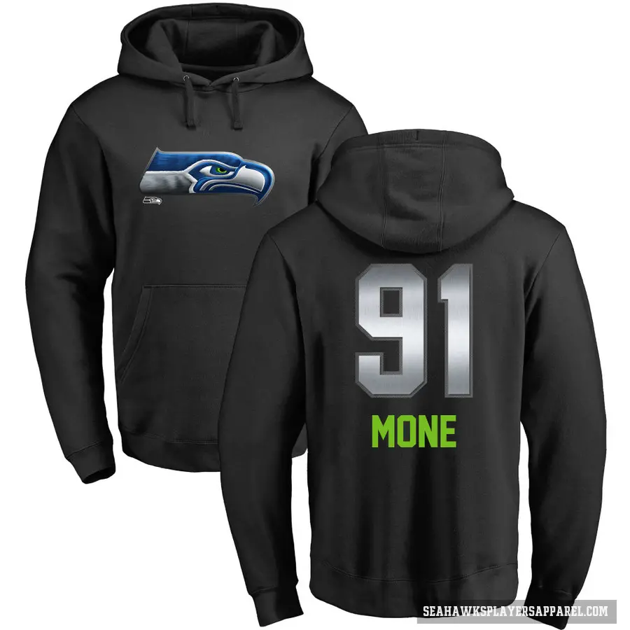 Men's ＃91 Bryan Mone Seattle Seahawks Black Midnight Mascot Pullover Hoodie