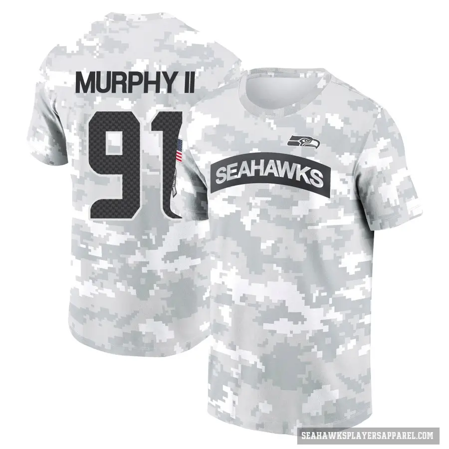 Men's ＃91 Byron Murphy II Seattle Seahawks Camo Arctic 2024 Salute to Service Performance T-Shirt