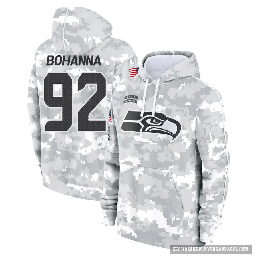 Men's ＃92 Quinton Bohanna Seattle Seahawks Arctic Camo 2024 Salute to Service Club Fleece Pullover Hoodie